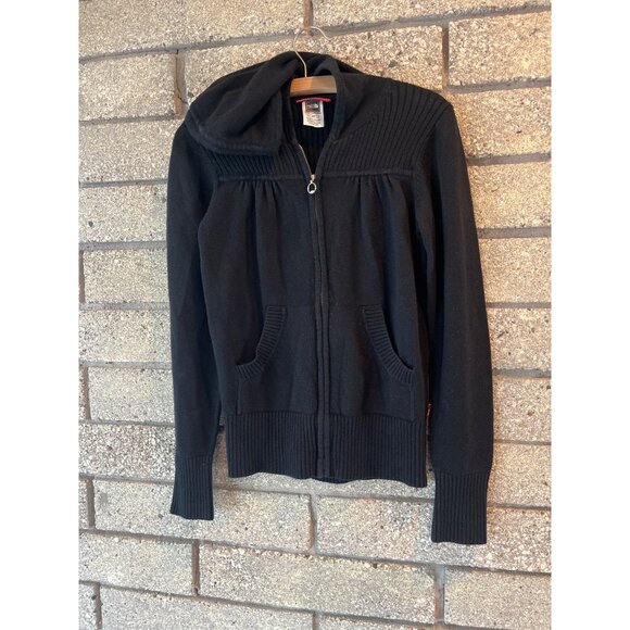The North Face Womens Black Knit Hooded Zip-Up Cardigan S - Picture 1 of 10